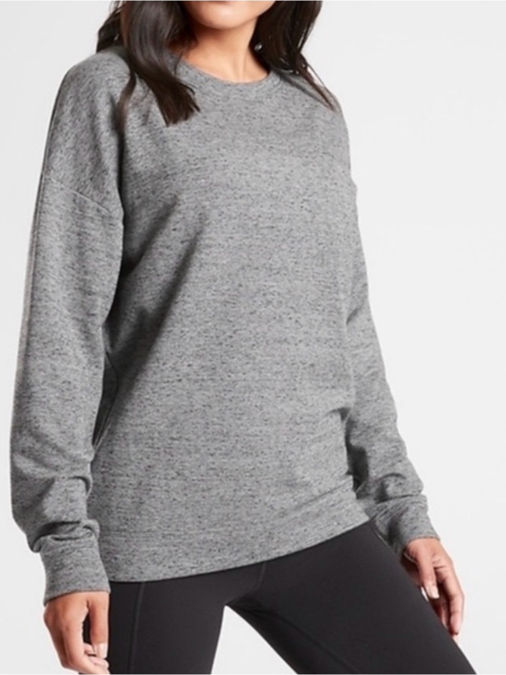 Athleta Pure Luxe Sweatshirt Heather Charcoal Nap size large